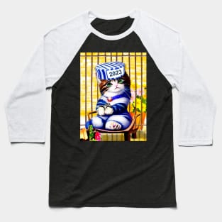 Cute and Funny Convict Kitty Baseball T-Shirt